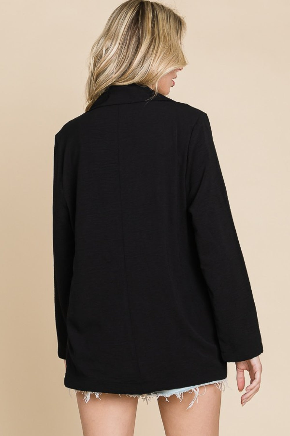 Culture Code One Button Long Sleeve Blazer with Pockets - Black